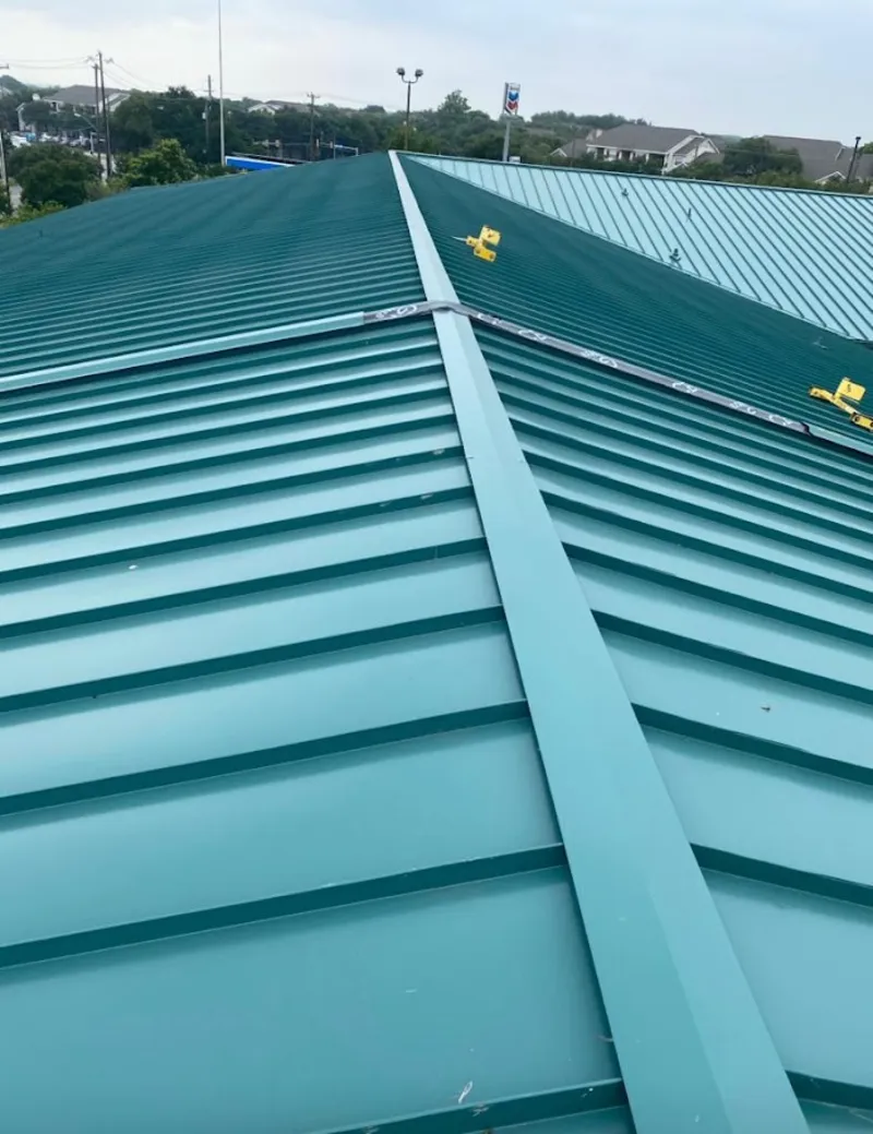 Green commercial metal roof ridge and valley for Metal Roof Repair in North Lauderdale